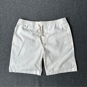 White Men's Flat Front linen Shorts